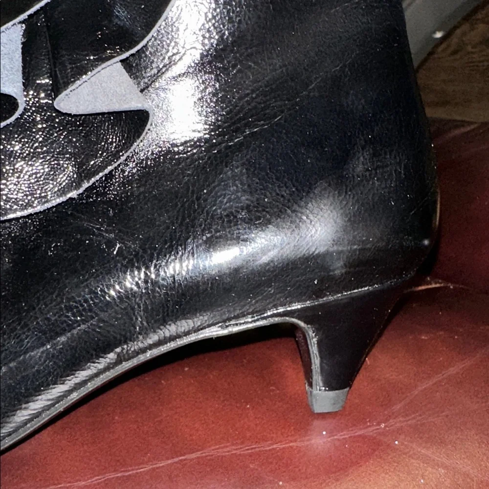 NWT Zara Ruffled Patent Leather Kitten Heel Booties - Picture 5 of 16